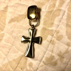 Antiqued gold cross necklace pendant